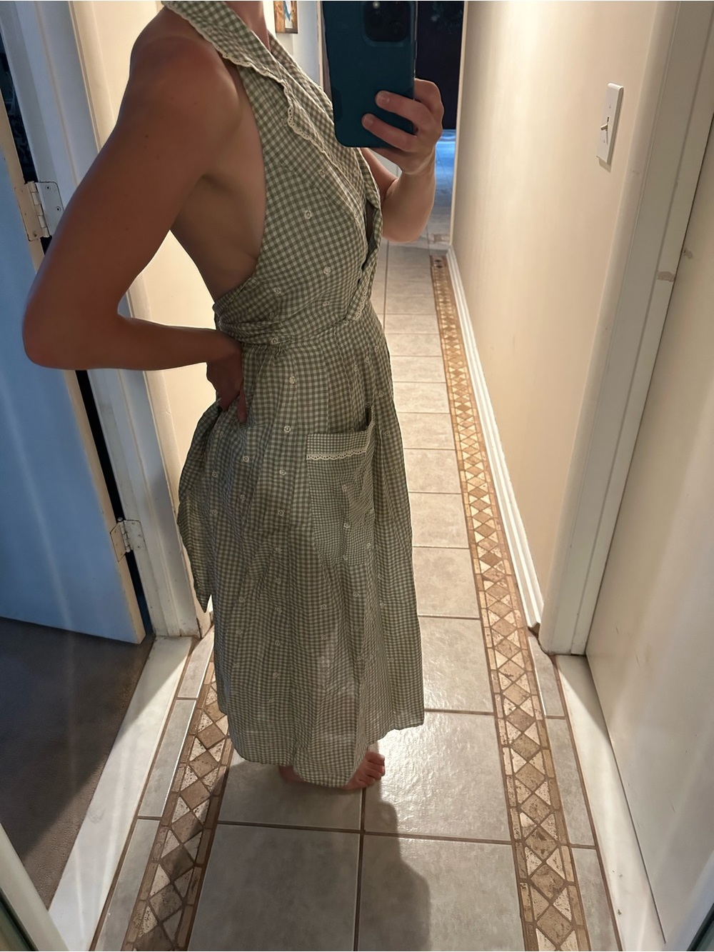 Christy Dawn Fiona Sage Gingham Backless Dress - Picture 10 of 10
